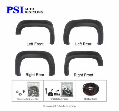 PSI - 2013 GMC Sierra 1500 Pocket Rivet Style Textured Fender Flares - Image 3