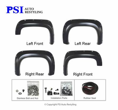 PSI - 2013 GMC Sierra 1500 Pocket Rivet Style Smooth Fender Flares - Image 2